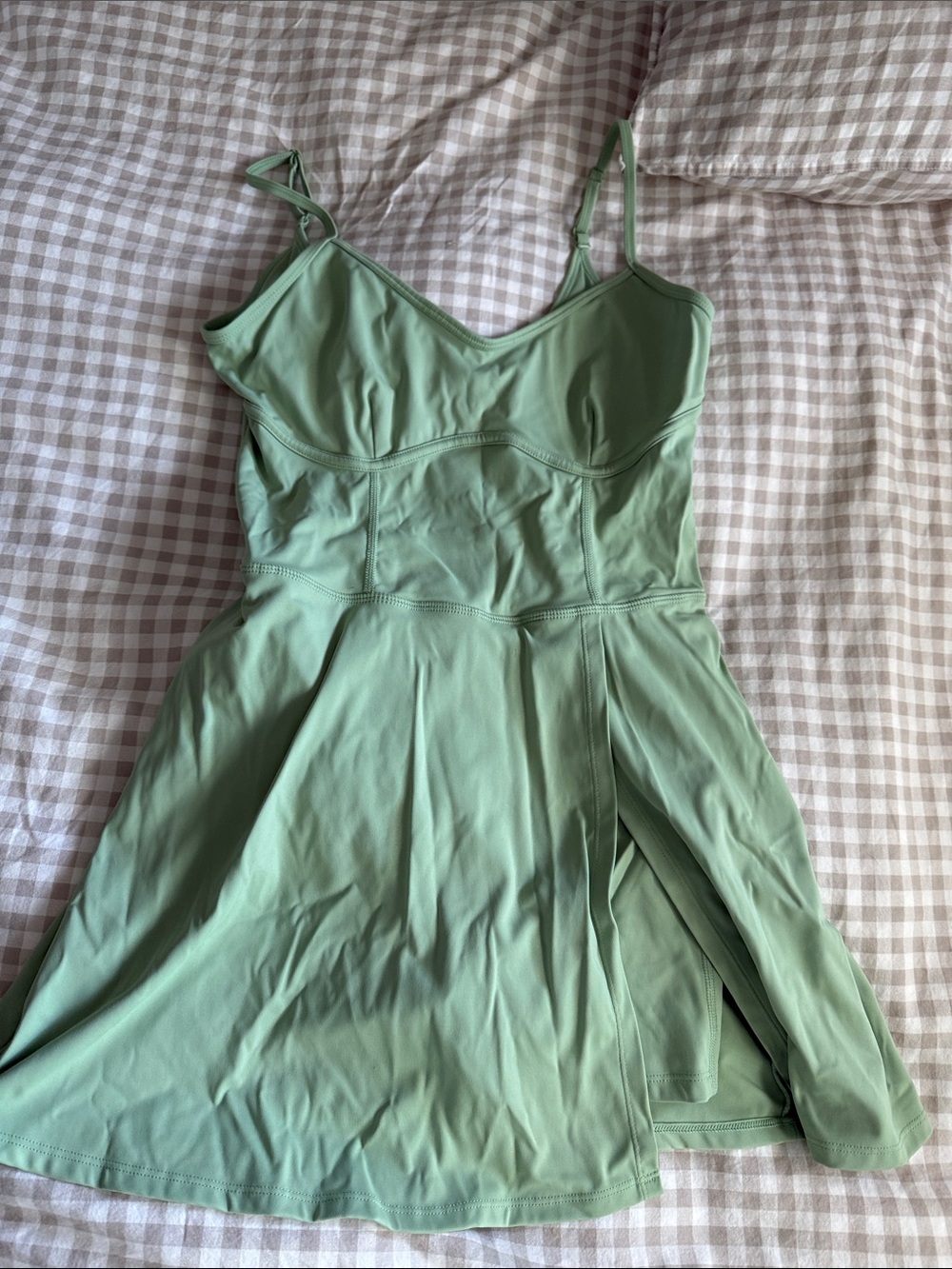 JoyLab Sage Green Fit-and-Flare Slip Dress